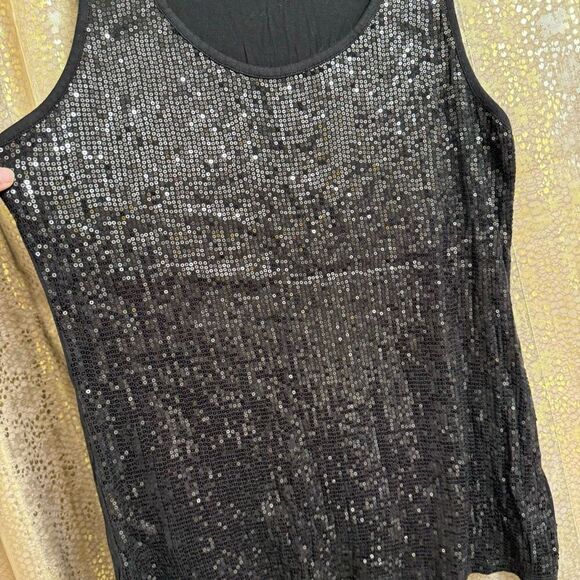 Maurice’s Black Stretchy Rayon Spandex Sequin Tank Top XL - Picture 3 of 5